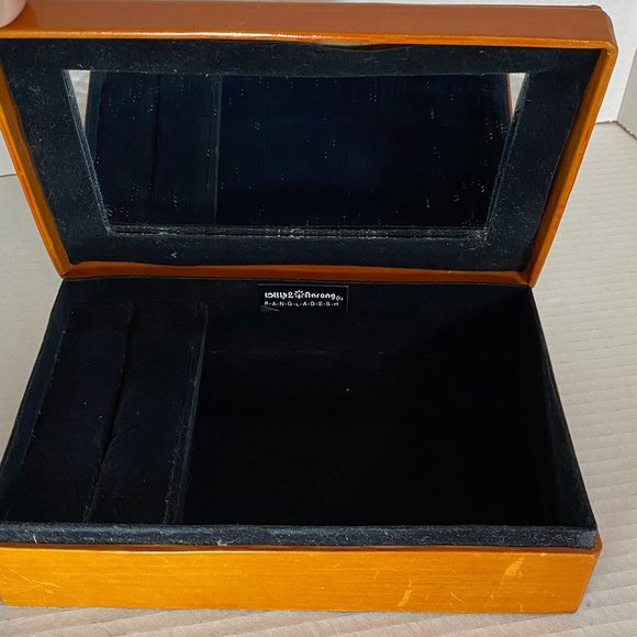Vintage Sheep Leather Jewelry or Treasure Box Beaded Mirror Bling - Picture 2 of 7